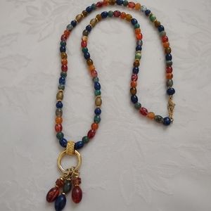 Multicolor long necklace cluster